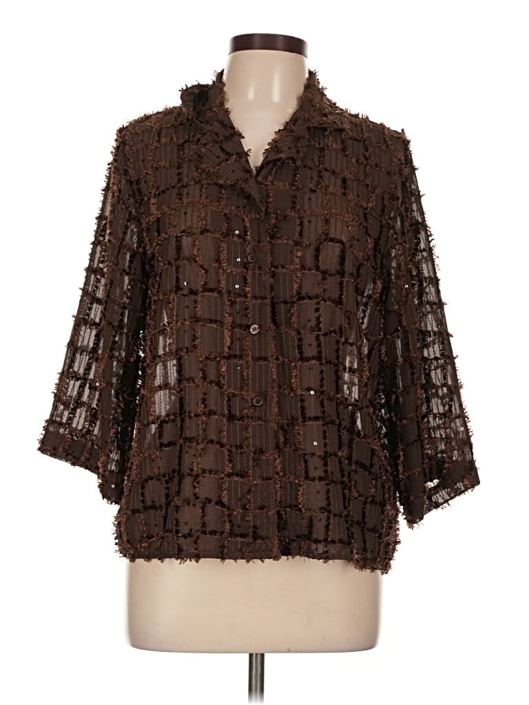 Pre-owned Atmosphere 3/4 Sleeve Blouse In Brown