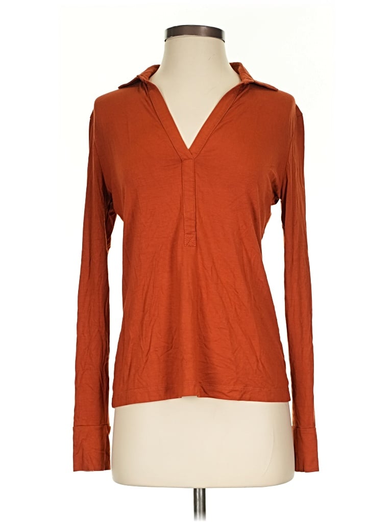 Pre-owned Anatomie Long Sleeve Top Orange Cowl Neck Tops