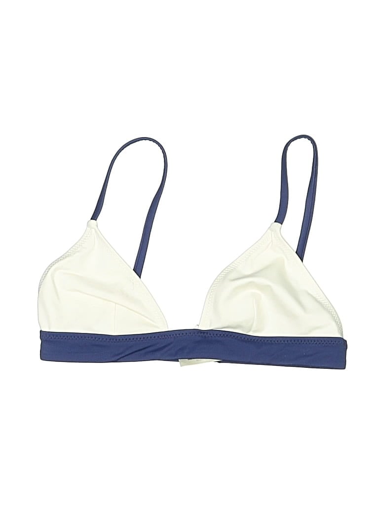Pre-owned Solid & Striped Swimsuit Top Ivory Color Block Pattern Swimwear