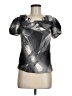 Coast 100% Silk Silver Black Short Sleeve Silk Top Size 8 - photo 1