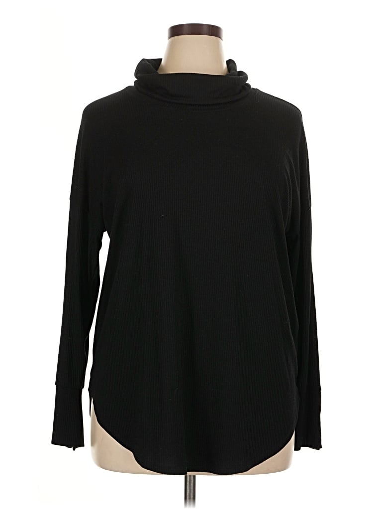 Pre-owned Lularoe Long Sleeve Top Black Cowl Neck Tops