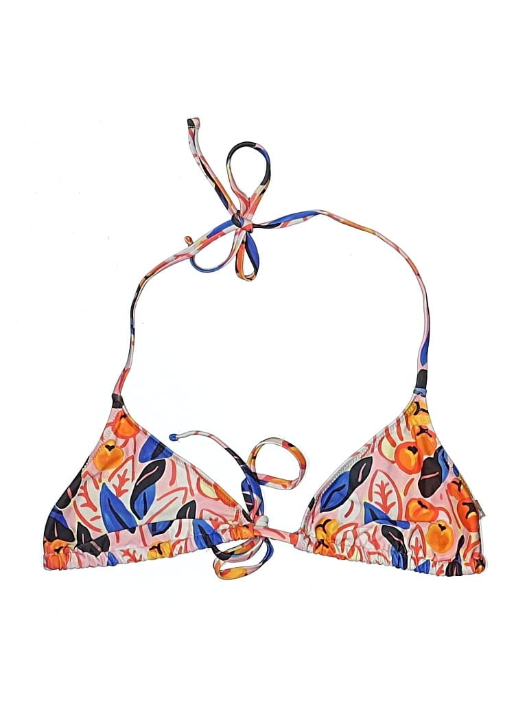Pre-owned Solid & Striped Swimsuit Top Orange Print Pattern Swimwear