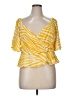 11. Honore 100% Rayon Yellow Short Sleeve Blouse Size 16 - photo 1
