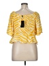 11. Honore 100% Rayon Yellow Short Sleeve Blouse Size 16 - photo 2