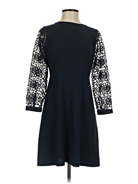 knee length dresses for ladies Ann Taylor Loft Women's Navy Lace Overlay Short Sleeve Shift Dress Size 10T main image 0