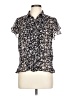 Chaps 100% Polyester Floral Black Short Sleeve Blouse Size L - photo 1