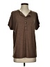 Shein Brown Short Sleeve Henley Size 4 - photo 1