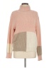 parkhurst Color Block Pink Turtleneck Sweater Size M - photo 1