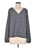 Ann Taylor LOFT 100% Polyester Blue Long Sleeve Blouse Size M - photo 1