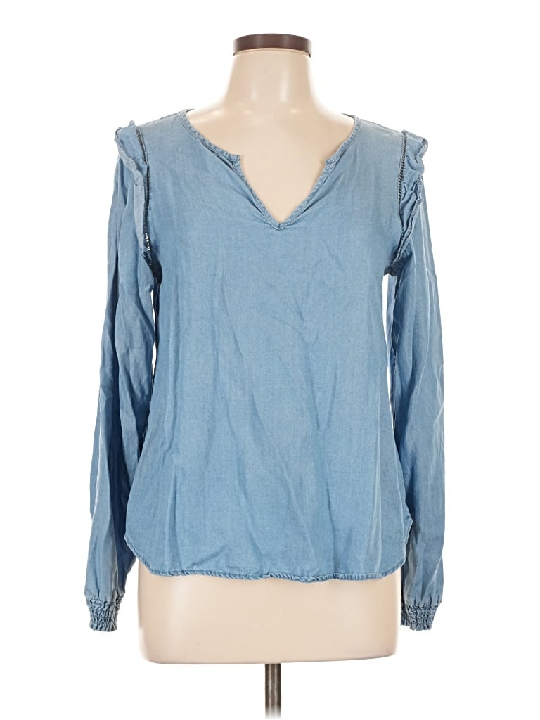 Pre-owned Mine Long Sleeve Blouse In Blue