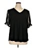 Adrianna Papell Black Short Sleeve Top Size 1X - photo 1