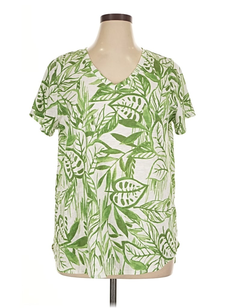 Pre-owned Tahari Short Sleeve Blouse In Green