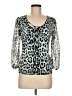 Carlisle Animal Print Silver Silk Cardigan Size M - photo 1