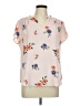 41Hawthorn 100% Polyester Floral Multi Color Pink Short Sleeve Blouse Size L - photo 1