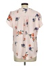 41Hawthorn 100% Polyester Floral Multi Color Pink Short Sleeve Blouse Size L - photo 2