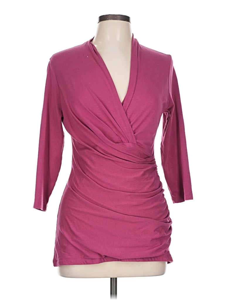 Pre-owned Peruvian Connection 3/4 Sleeve T-shirt In Burgundy