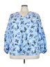 Lane Bryant 100% Polyester Blue 3/4 Sleeve Blouse Size 20 - photo 1