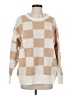The ZigZag Stripe Checkered-gingham Tan Pullover Sweater Size S - photo 1