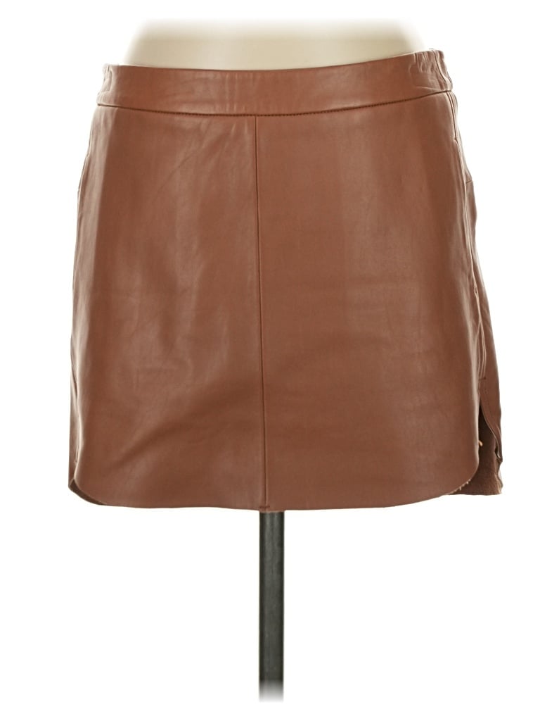 Pre-owned Mason Faux Leather Skirt In Brown