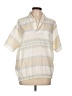 Spire by Galaxy Stripes Ivory Short Sleeve Top Size L - photo 1