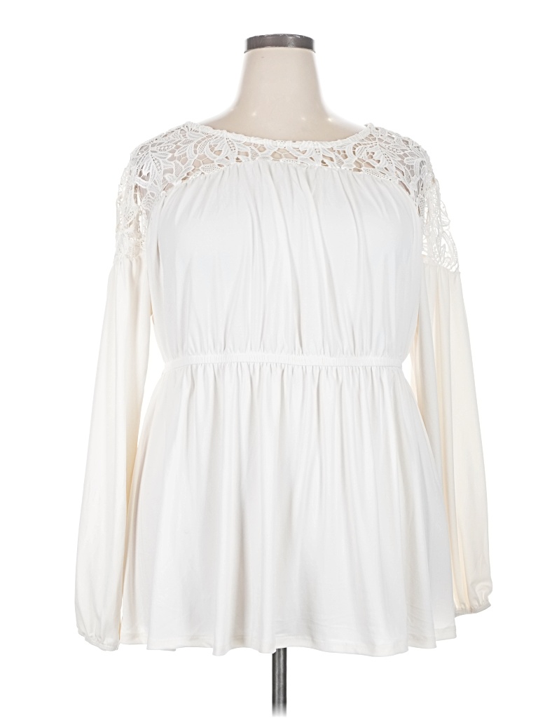 Pre-owned Torrid Long Sleeve Blouse In White