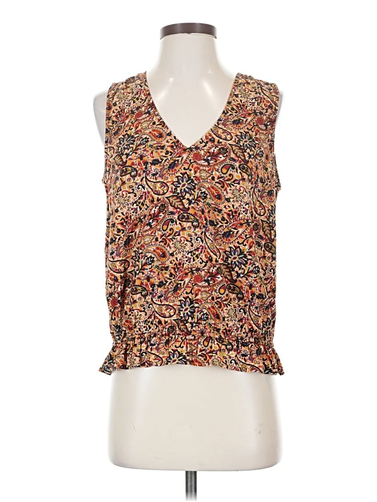Pre-owned Evereve Sleeveless Blouse In Brown
