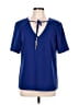 Trina Turk 100% Polyester Blue Short Sleeve Blouse Size L - photo 1