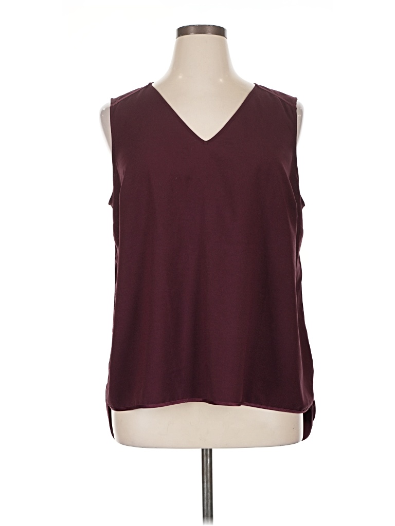 Pre-owned Lane Bryant Sleeveless Top Burgundy V Neck Tops