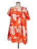 Unbranded 100% Polyester Print Orange Casual Dress Size L - photo 1