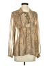Blue B Animal Print Tan Long Sleeve Blouse Size S - photo 1