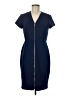 Ellen Tracy Solid Blue Casual Dress Size 8 - photo 1