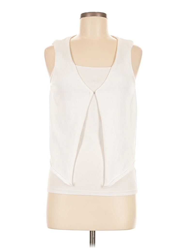 Pre-owned Unbranded Sleeveless Blouse In White