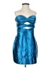 Unbranded 100% Polyester Metallic Blue Teal Cocktail Dress Size 2 - photo 1