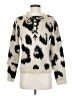 Woven Heart Animal Print Ivory Pullover Sweater Size S - photo 1