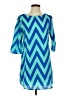 Everly 100% Polyester Chevron-herringbone Teal Blue Casual Dress Size S - photo 1