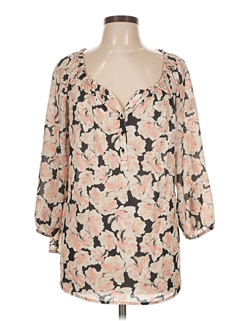 Pre-owned Apt. 9 3/4 Sleeve Blouse In Tan