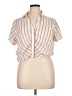 Forever 21 Plus 100% Cotton Stripes Tan Short Sleeve Blouse Size 1X - photo 1