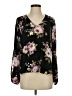 Monteau Floral Black Long Sleeve Blouse Size S - photo 1