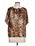 Worthington Animal Print Brown Short Sleeve Blouse Size L - photo 1