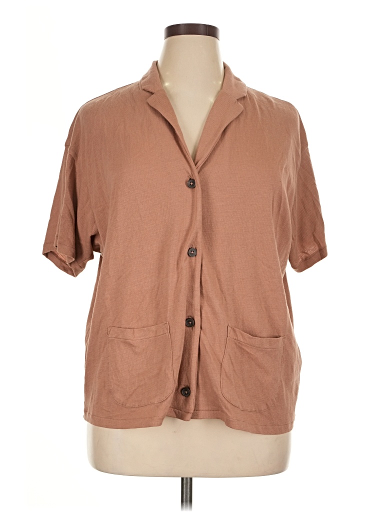 Pre-owned Madewell Short Sleeve Blouse In Brown