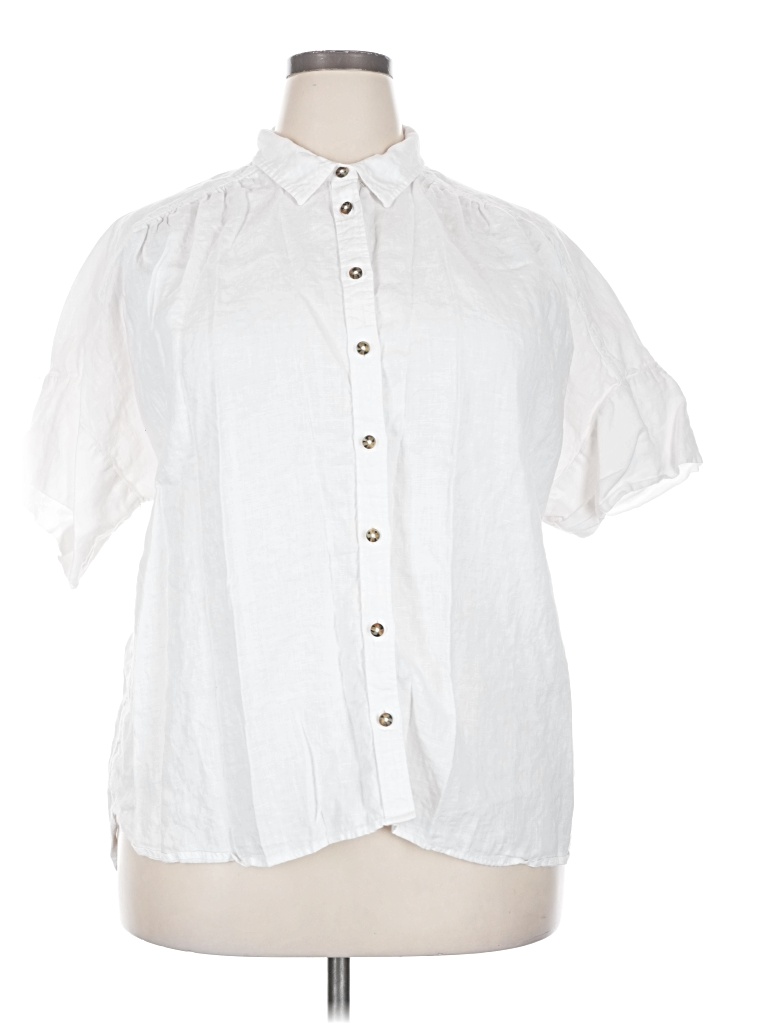 Pre-owned Jcrew Short Sleeve Blouse In White