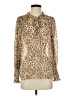 by the River 100% Polyester Animal Print Gold Long Sleeve Blouse Size S - photo 1