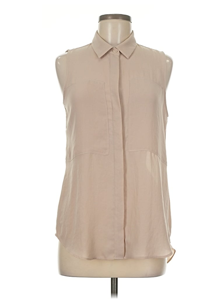 Pre-owned Theory Sleeveless Button Down Shirt In Pink