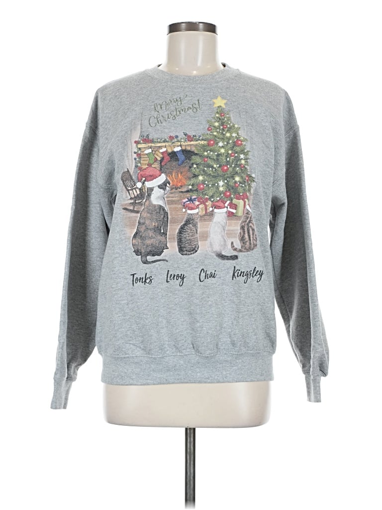 Pre-owned Gildan Pullover Sweater In Gray