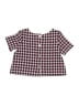 Janie and Jack Houndstooth Purple Burgundy Short Sleeve Blouse Size 12-18 mo - photo 2