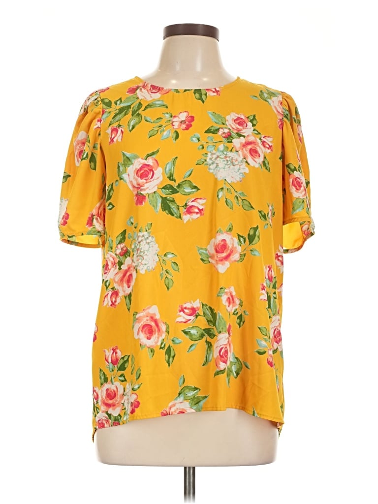 Pre-owned Andree By Unit Short Sleeve Blouse In Yellow