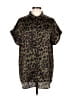Thread Essential 100% Polyester Animal Print Brown Green Short Sleeve Blouse Size L - photo 1