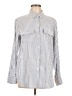 Max Studio Stripes Silver Long Sleeve Blouse Size M - photo 1