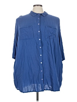 Woman Within 3/4 Sleeve Button Down Shirt