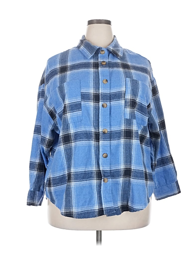 Pre-owned No Comment 3/4 Sleeve Blouse In Blue